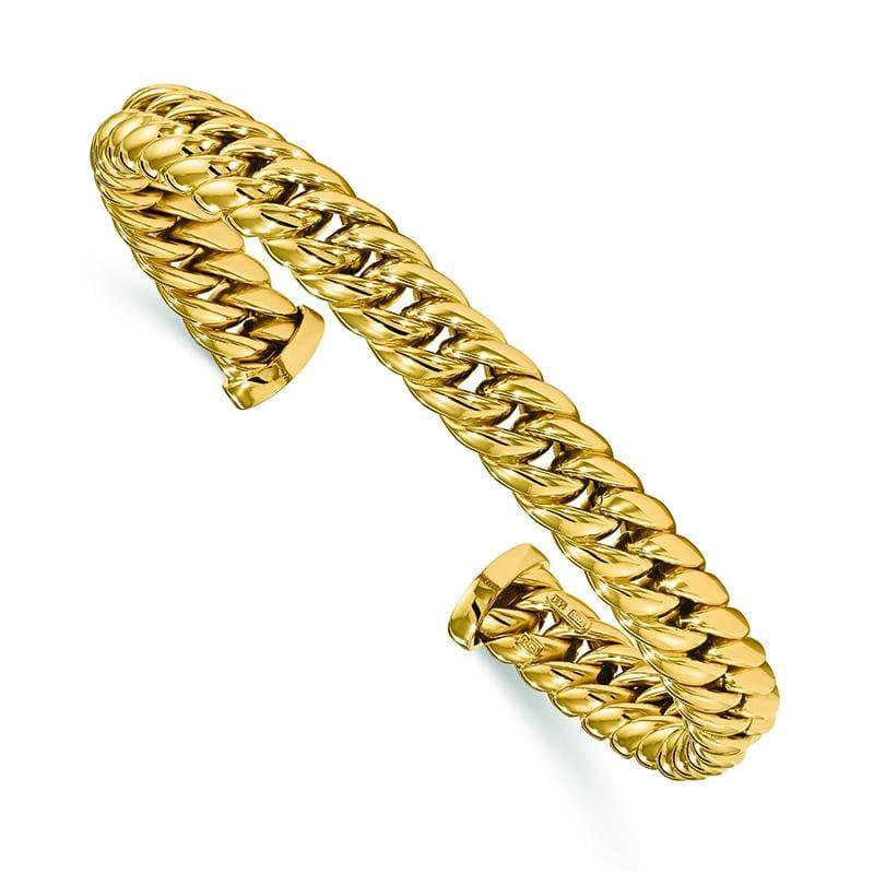 Leslie's 14K Polished Fancy Link Cuff Bangle - Seattle Gold Grillz