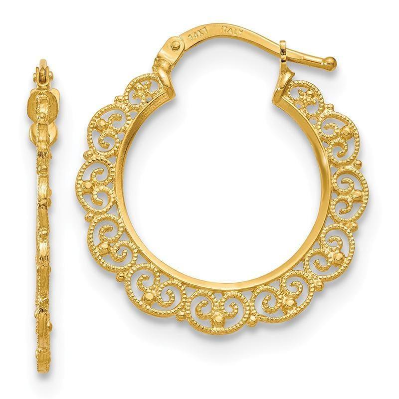 Leslie's 14K Polished Fancy Pattern Hoop Earrings - Seattle Gold Grillz