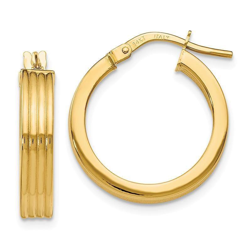 Leslie's 14k Polished Grooved Hoop Earrings - Seattle Gold Grillz