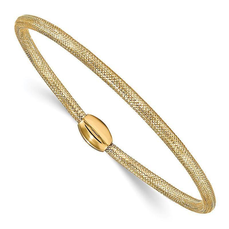 14K yellow gold mesh stretch bracelet — Polished Yellow Gold / 3mm