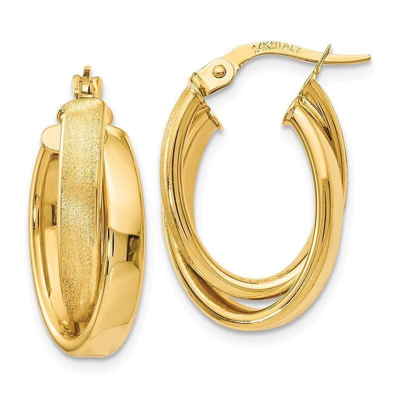 Leslie's 14k Polished Scratch-finish Oval Hoop Earrings - Seattle Gold Grillz