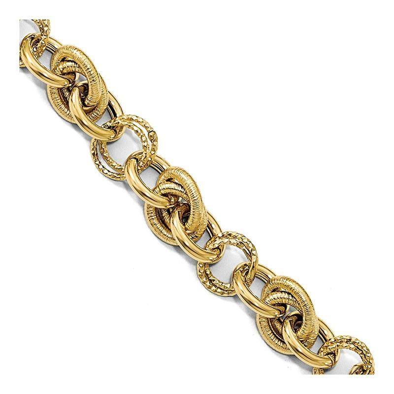 Leslie's 14k Polished Textured Bracelet - Seattle Gold Grillz