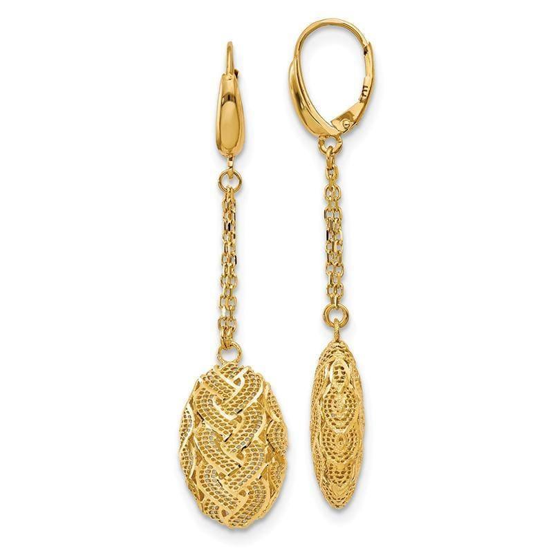 Leslie's 14K Polished Textured Fancy Dangle Earrings - Seattle Gold Grillz