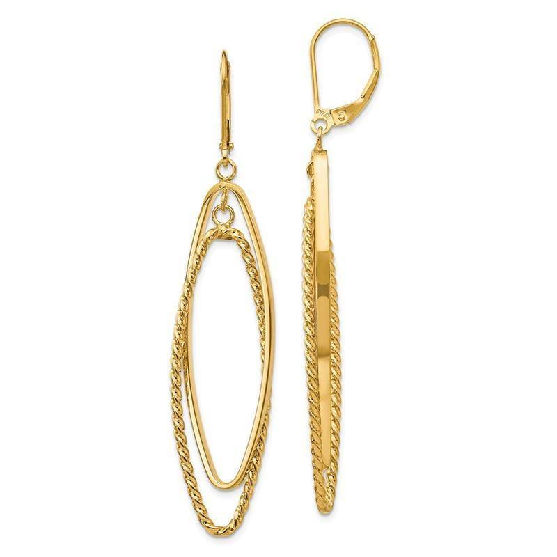 Leslie's 14k Polished Textured Leverback Dangle Earrings - Seattle Gold Grillz