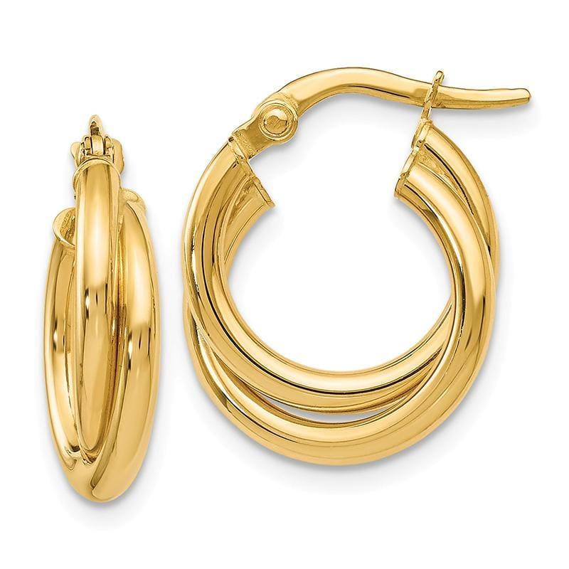 Leslie's 14k Polished Twisted Double Hoop Earrings - Seattle Gold Grillz