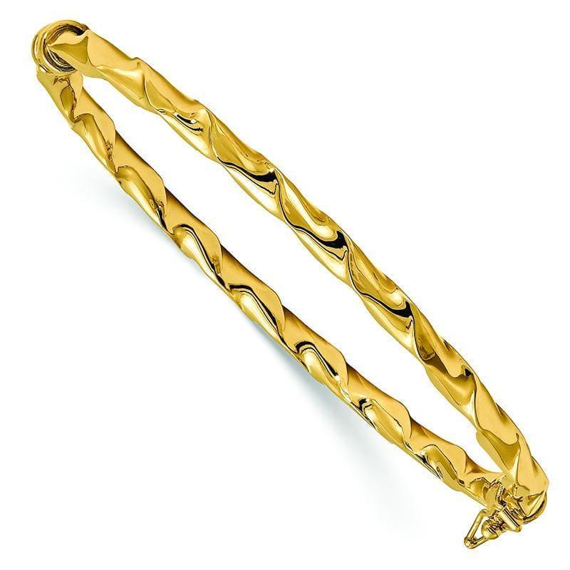 Leslie's 14K Polished Twisted Hinged Bangle - Seattle Gold Grillz