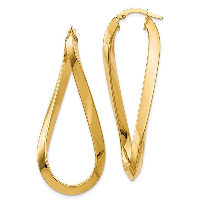 Leslie's 14k Polished Twisted Oval Hinged Hoop Earrings - Seattle Gold Grillz