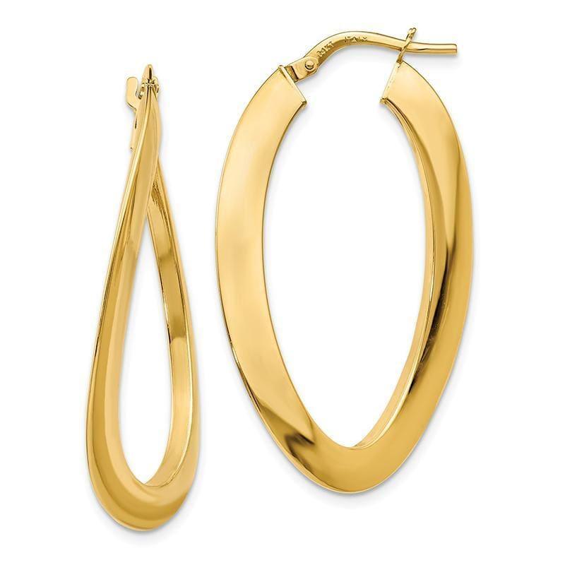 Leslie's 14k Polished Twisted Oval Hoop Earrings - Seattle Gold Grillz