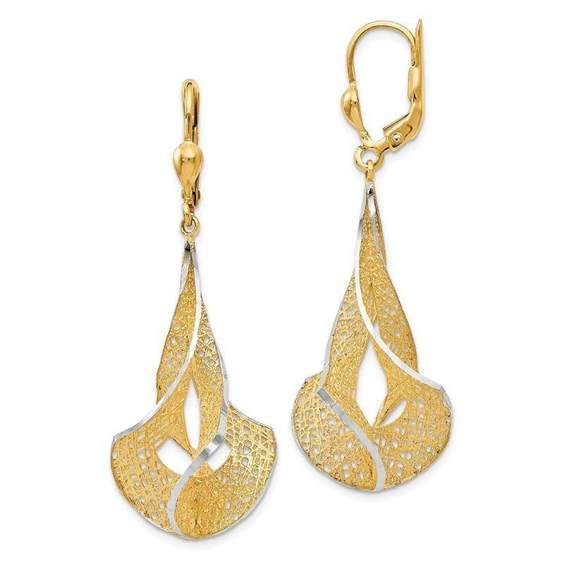 Leslie's 14k Rhodium-plated Polished D-C Filigree Leverback Earrings - Seattle Gold Grillz
