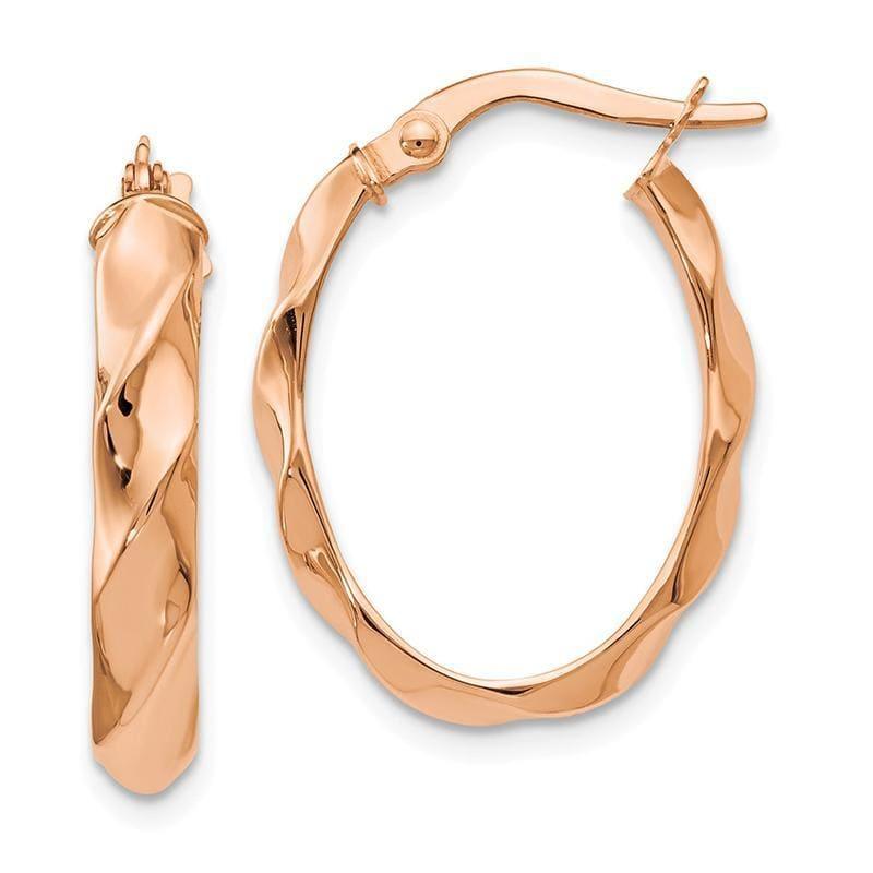 Leslie's 14k Rose Gold Polished and Twisted Oval Hoop Earrings - Seattle Gold Grillz