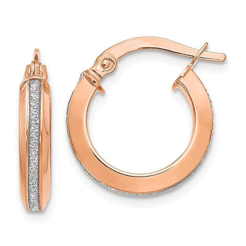 Leslie's 14k Rose Gold Polished Glimmer Infused Hoop Earrings - Seattle Gold Grillz