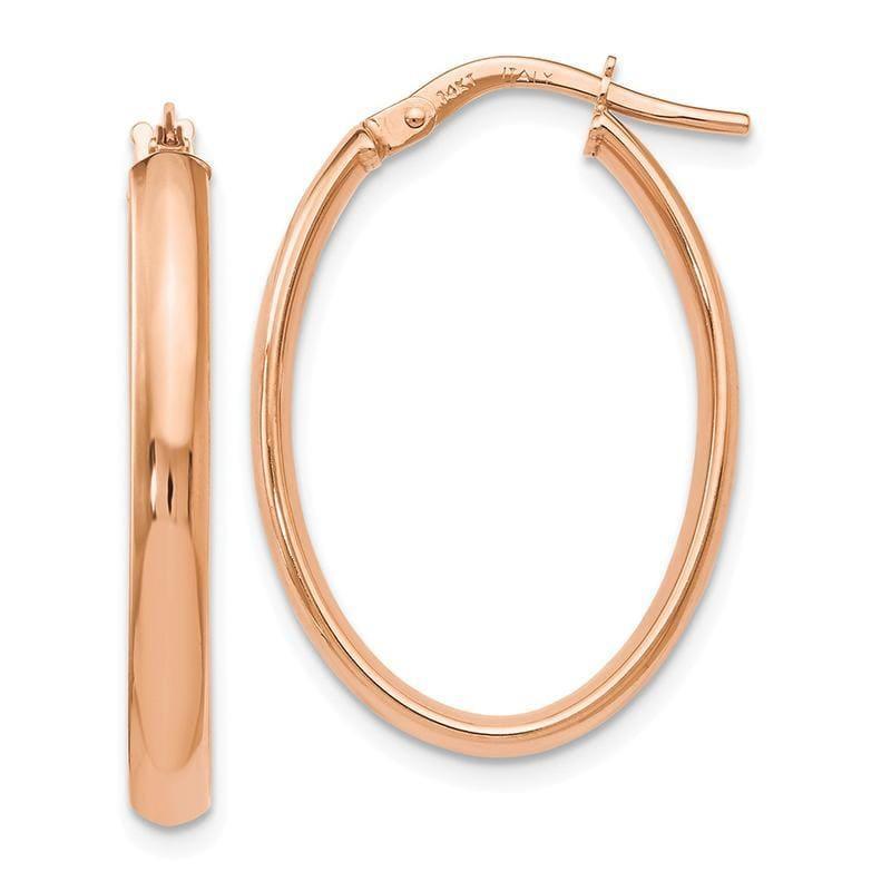 Leslie's 14k Rose Gold Polished Oval Hoop Earrings - Seattle Gold Grillz