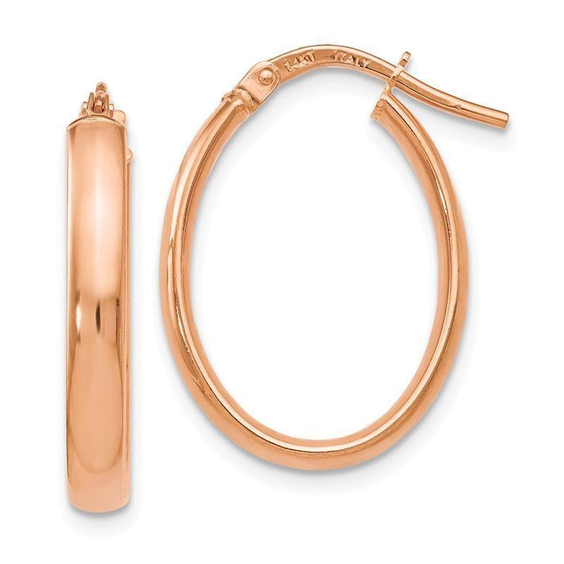 Leslie's 14k Rose Gold Polished Oval Hoop Earrings - Seattle Gold Grillz