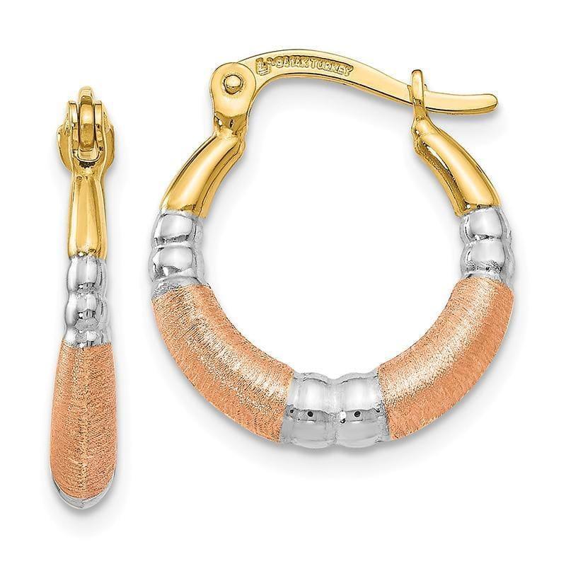 Leslie's 14k Rose Gold with Yellow and White Rhodium Hoop Earrings - Seattle Gold Grillz
