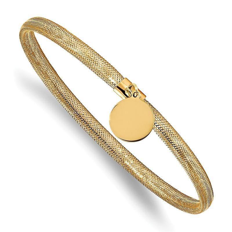 14K yellow gold mesh stretch bracelet — Circle Charm / 4mm