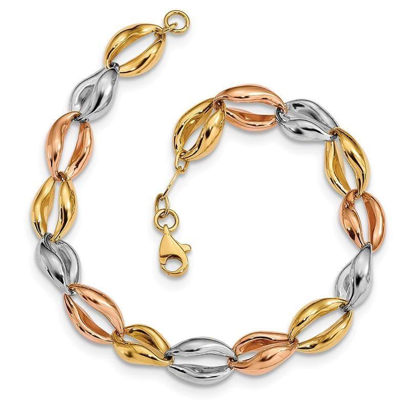 Leslie's 14K Tri-color Fancy Link Bracelet - Seattle Gold Grillz