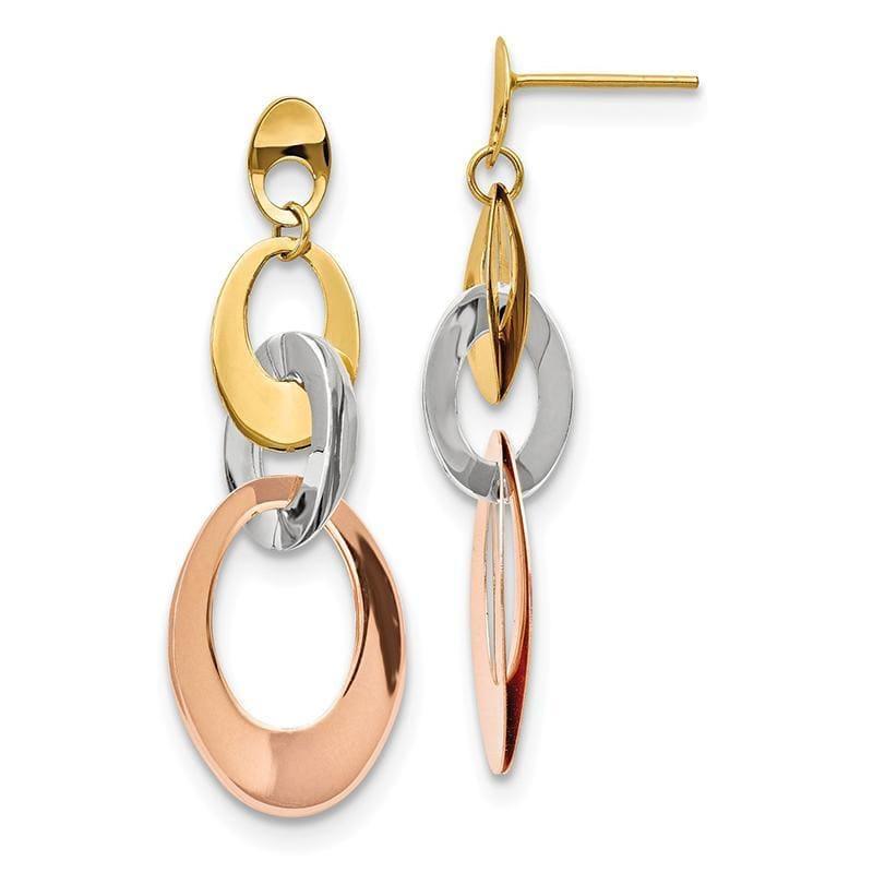 Leslie's 14K Tri-color Polished Dangle Post Earrings - Seattle Gold Grillz