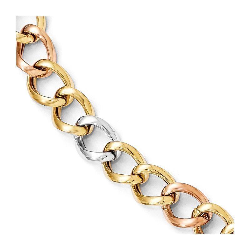Leslie's 14k Tri-color Polished Link Bracelet - Seattle Gold Grillz