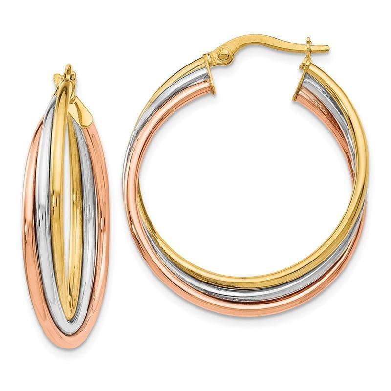 Leslie's 14k Tri-color Polished Twisted Hoop Earrings - Seattle Gold Grillz