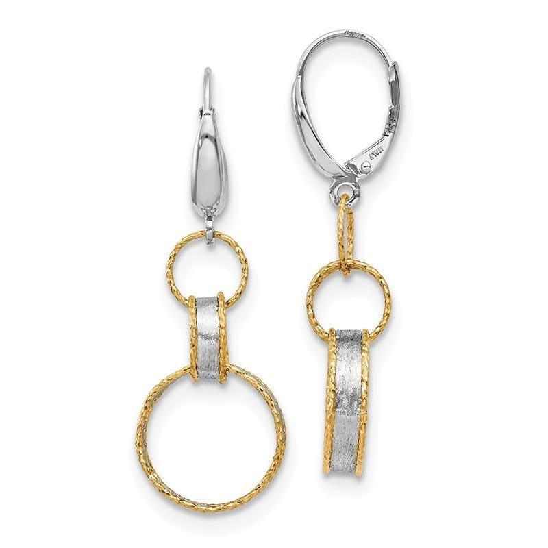Leslie's 14K Two-tone & White Rhodium Textured & Brushed Dangle Earrings - Seattle Gold Grillz