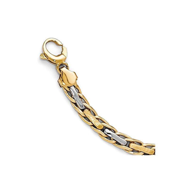 Leslie's 14k Two-tone Polished and Brushed Link Bracelet - Seattle Gold Grillz