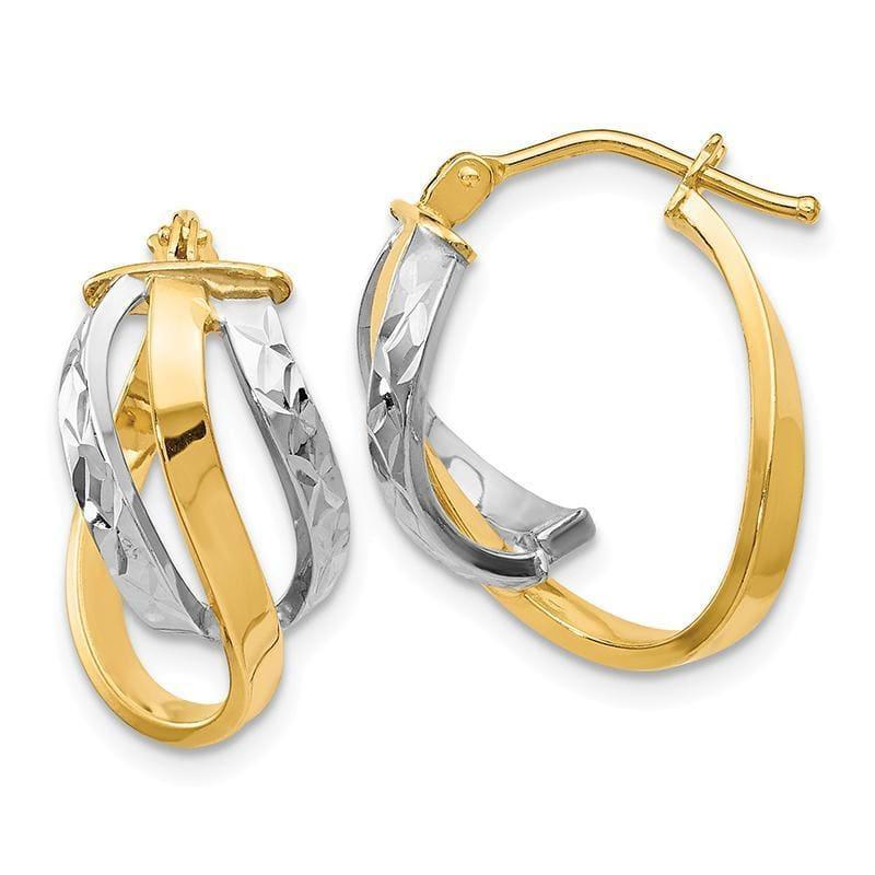 Leslie's 14k Two-tone Polished and D-C Oval Hinged Hoop Earrings - Seattle Gold Grillz