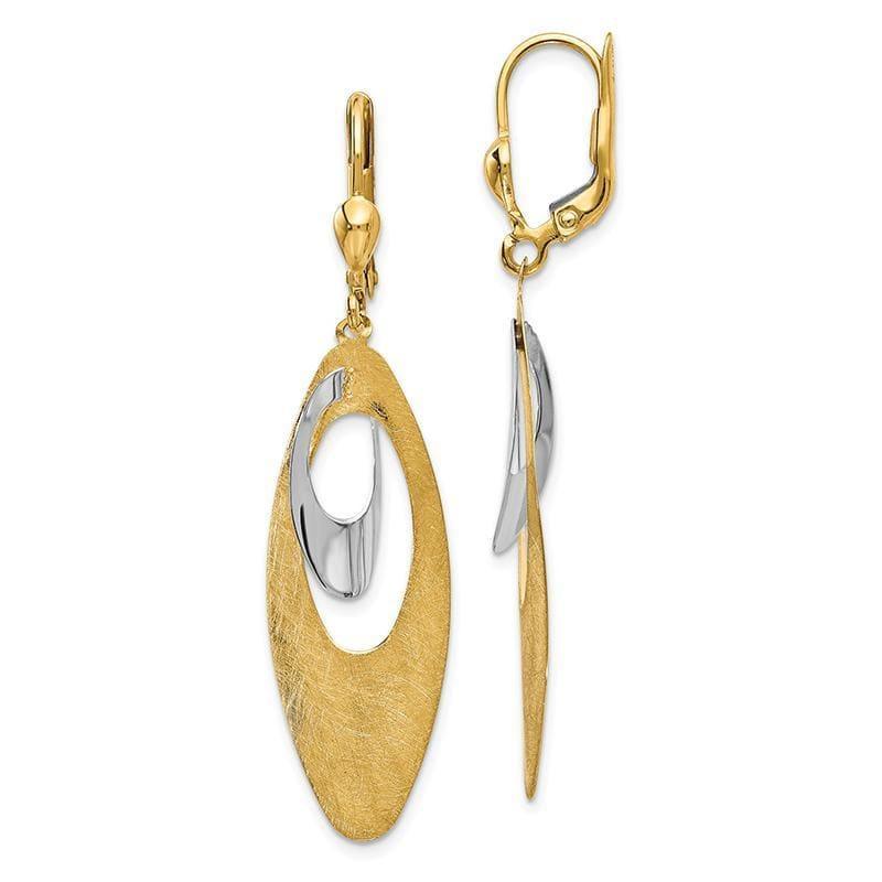 Leslie's 14k Two-tone Polished and Scratch Finish Leverback Earrings - Seattle Gold Grillz