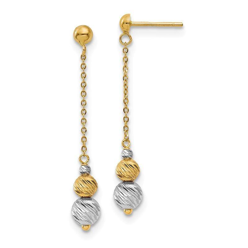 Leslie's 14k Two-tone Polished and Textured Dangle Earrings - Seattle Gold Grillz