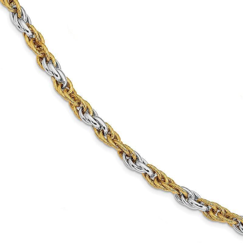 Leslie's 14K Two-Tone Polished & Textured Fancy Link Bracelet - Seattle Gold Grillz