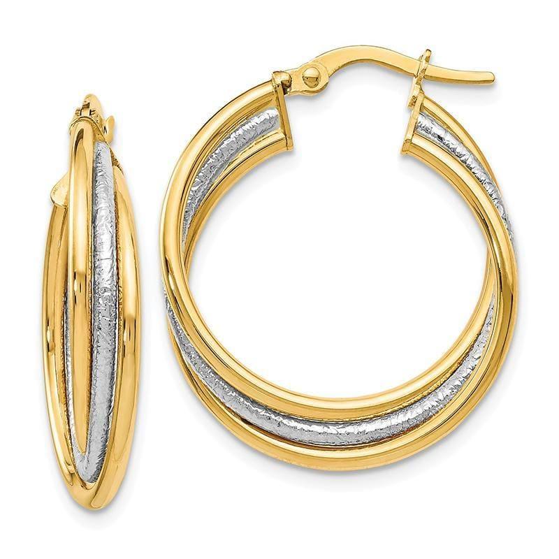 Leslie's 14k Two-tone Polished and Textured Twisted Hoop Earrings - Seattle Gold Grillz