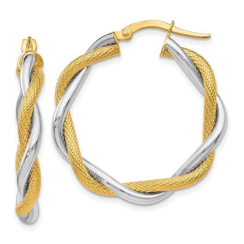 Leslie's 14k Two-tone Polished &Textured Twisted Hoop Earrings - Seattle Gold Grillz
