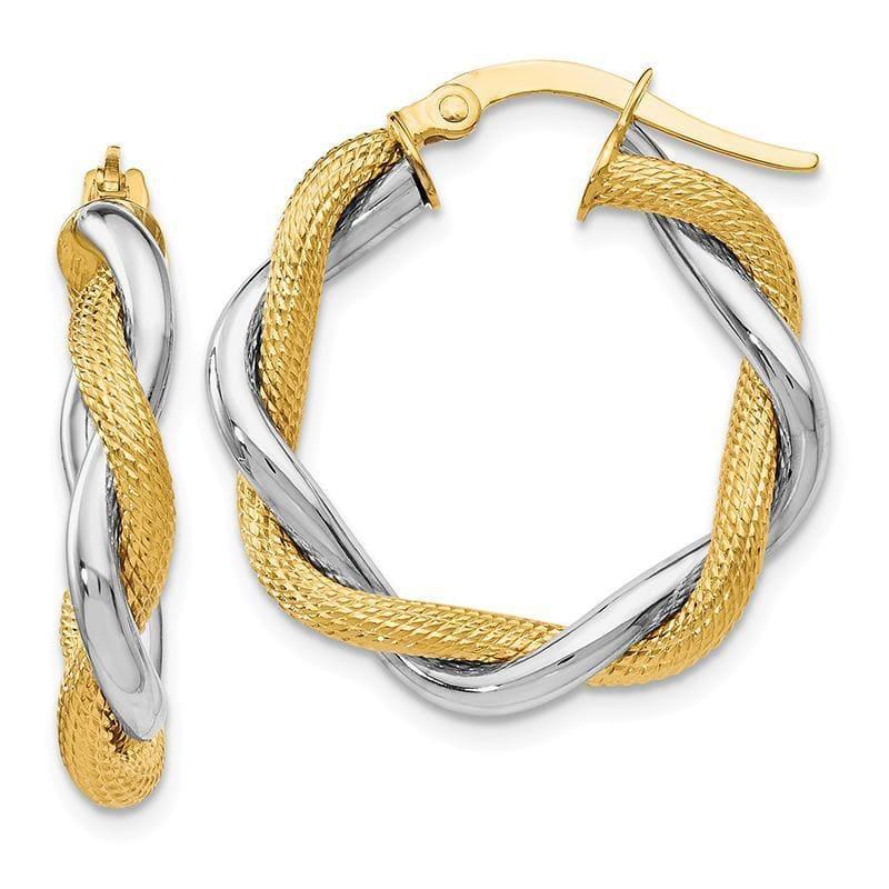 Leslie's 14k Two-tone Polished &Textured Twisted Hoop Earrings - Seattle Gold Grillz