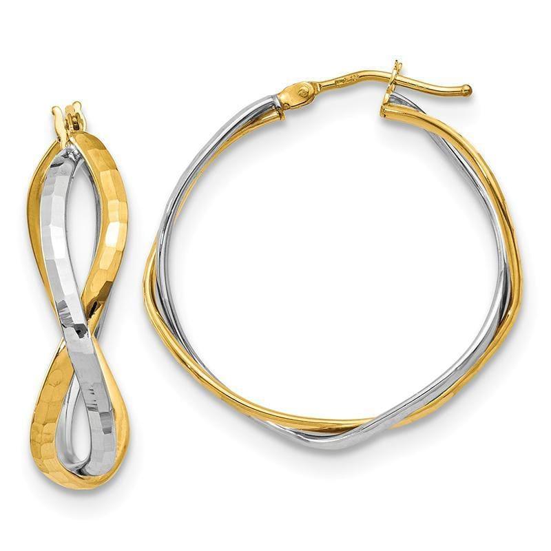 Leslie's 14K Two-tone Polished Criss Cross Hoop Earrings - Seattle Gold Grillz