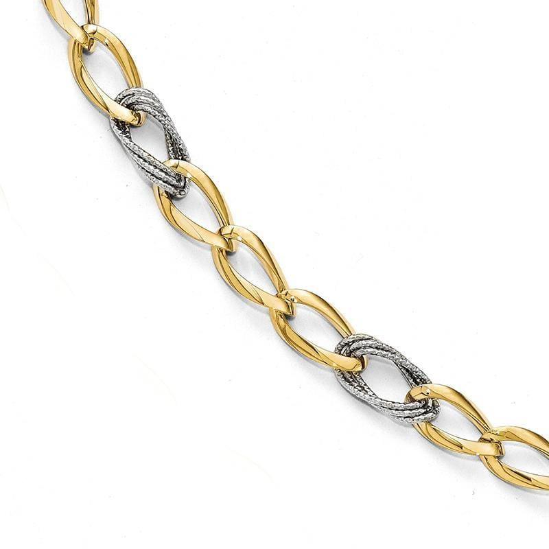 Leslie's 14k Two-tone Polished D-C Fancy Link Bracelet - Seattle Gold Grillz