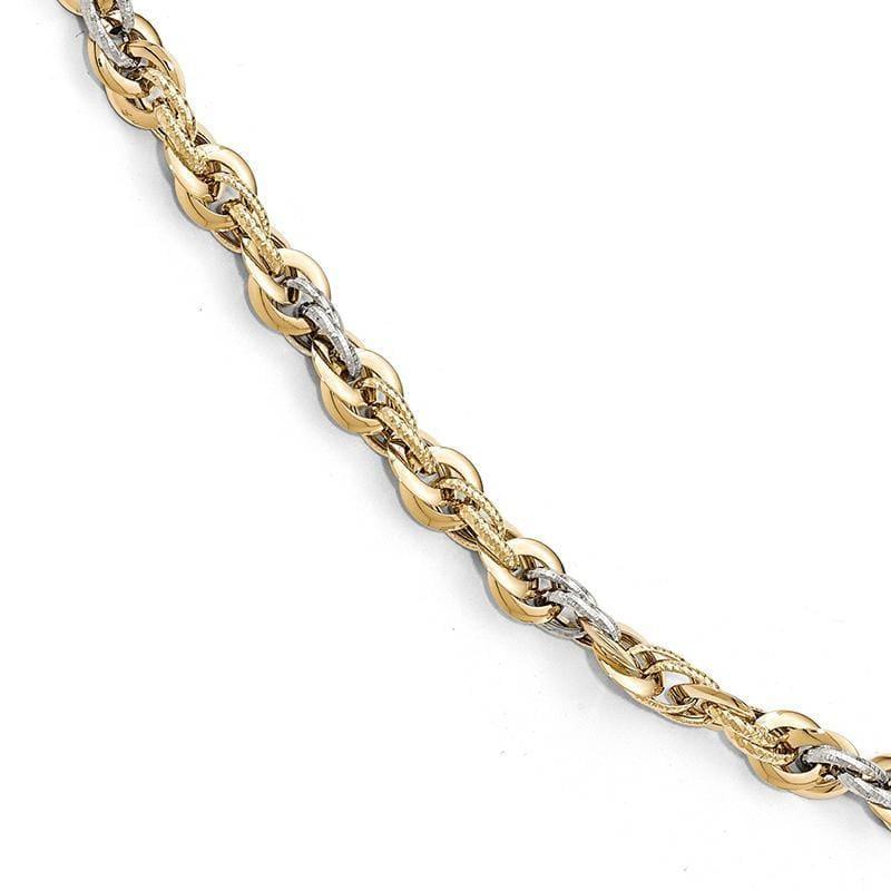 Leslie's 14k Two-tone Polished D-C Fancy Link Bracelet - Seattle Gold Grillz