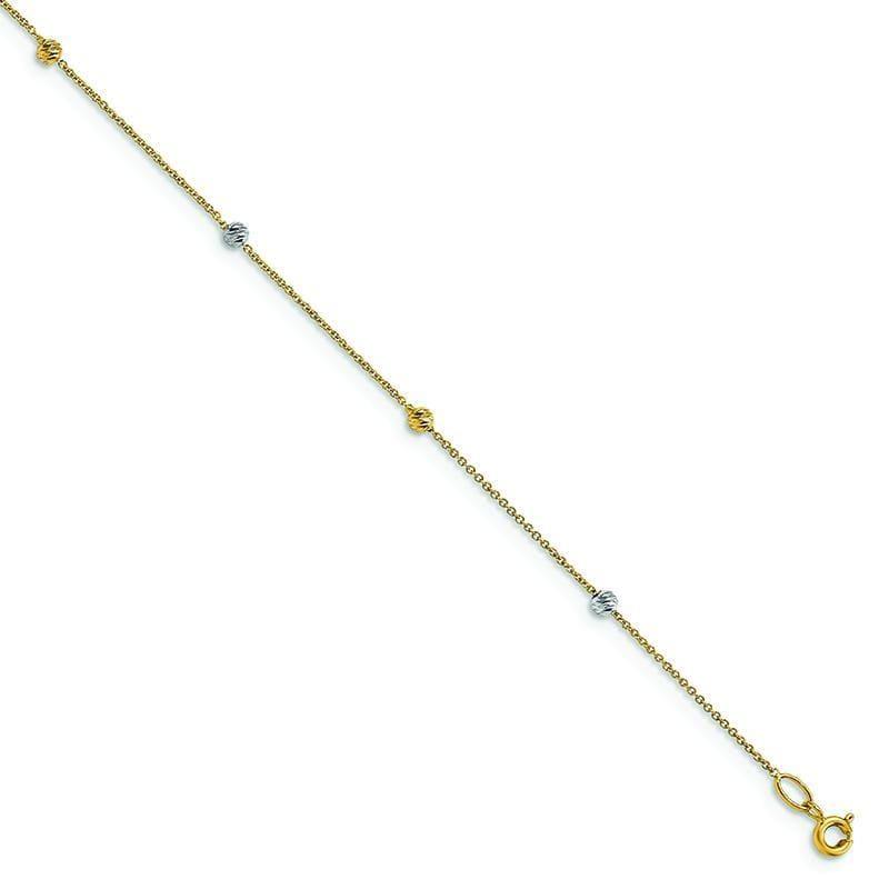 Leslie's 14k Two-Tone Polished D-C with 1in ext. Anklet - Seattle Gold Grillz