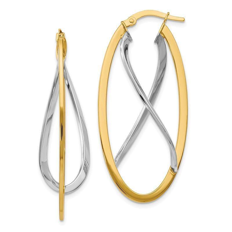 Leslie's 14k Two-tone Polished Fancy Hinged Hoop Earrings - Seattle Gold Grillz