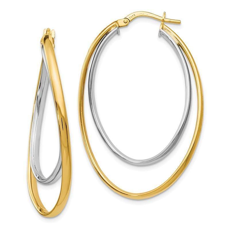 Leslie's 14k Two tone Polished Fancy Hoop Earrings - Seattle Gold Grillz