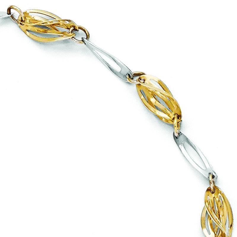 Leslie's 14k Two-tone Polished Fancy Link Anklet - Seattle Gold Grillz