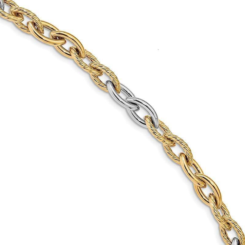 Leslie's 14K Two-tone Polished Fancy Link Bracelet - Seattle Gold Grillz