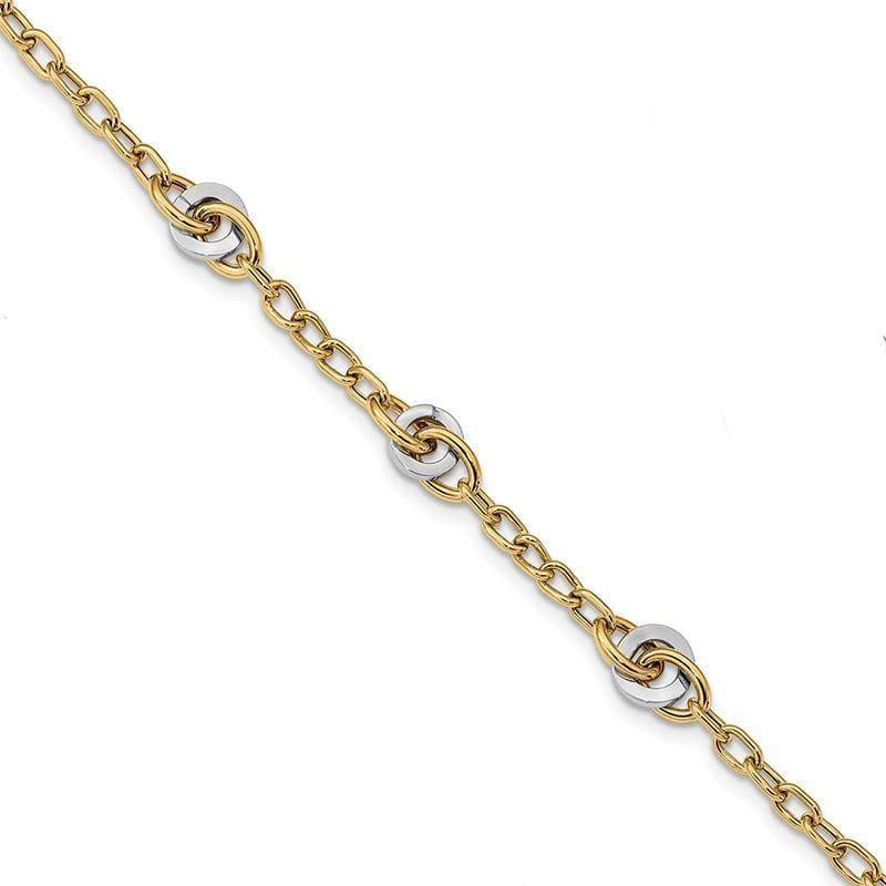 Leslie's 14K Two-tone Polished Fancy Link Bracelet - Seattle Gold Grillz