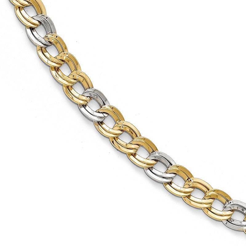 Leslie's 14k Two-tone Polished Fancy Link Bracelet - Seattle Gold Grillz