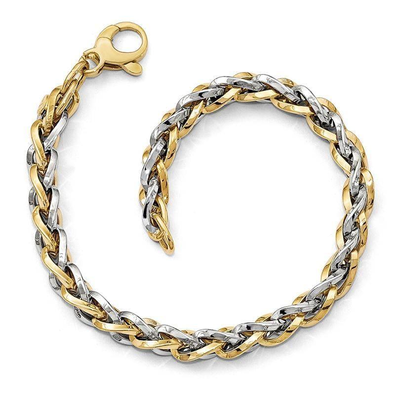 Leslie's 14k Two-tone Polished Fancy Link Bracelet - Seattle Gold Grillz