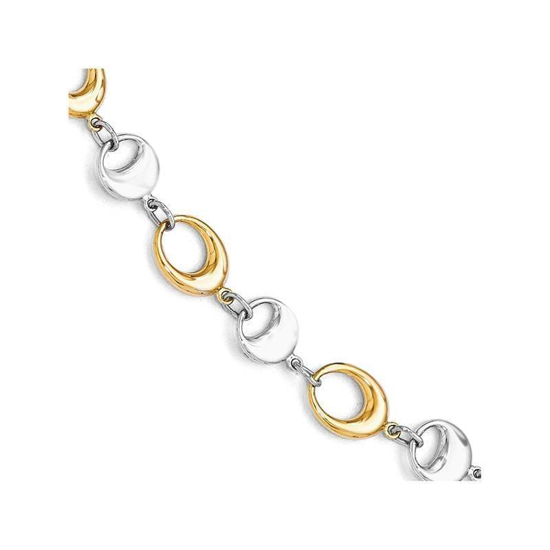 Leslie's 14k Two-tone Polished Link Bracelet - Seattle Gold Grillz
