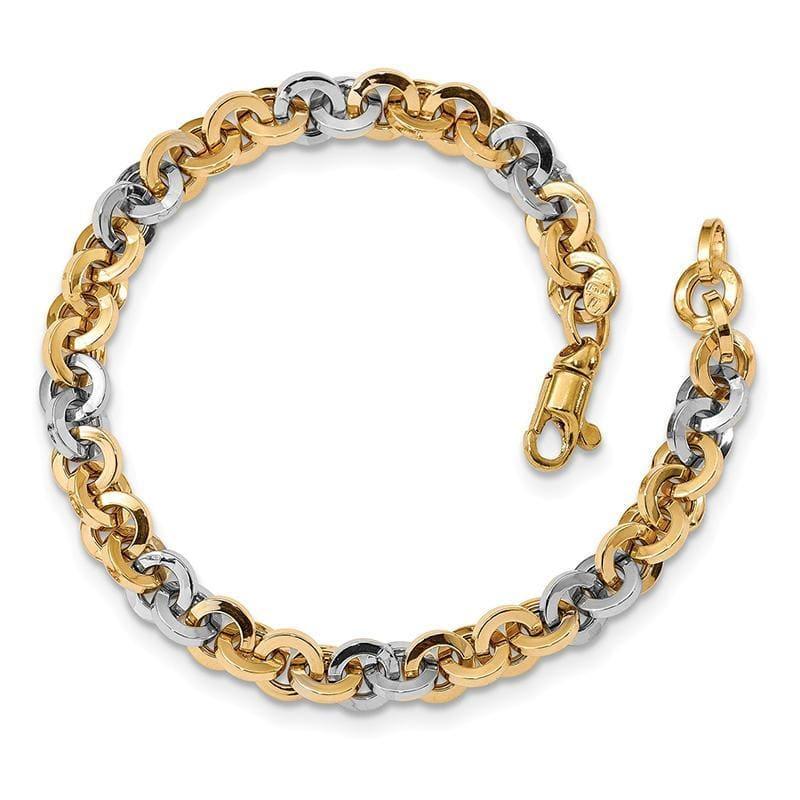 Leslie's 14K Two-tone Polished Link Bracelet - Seattle Gold Grillz