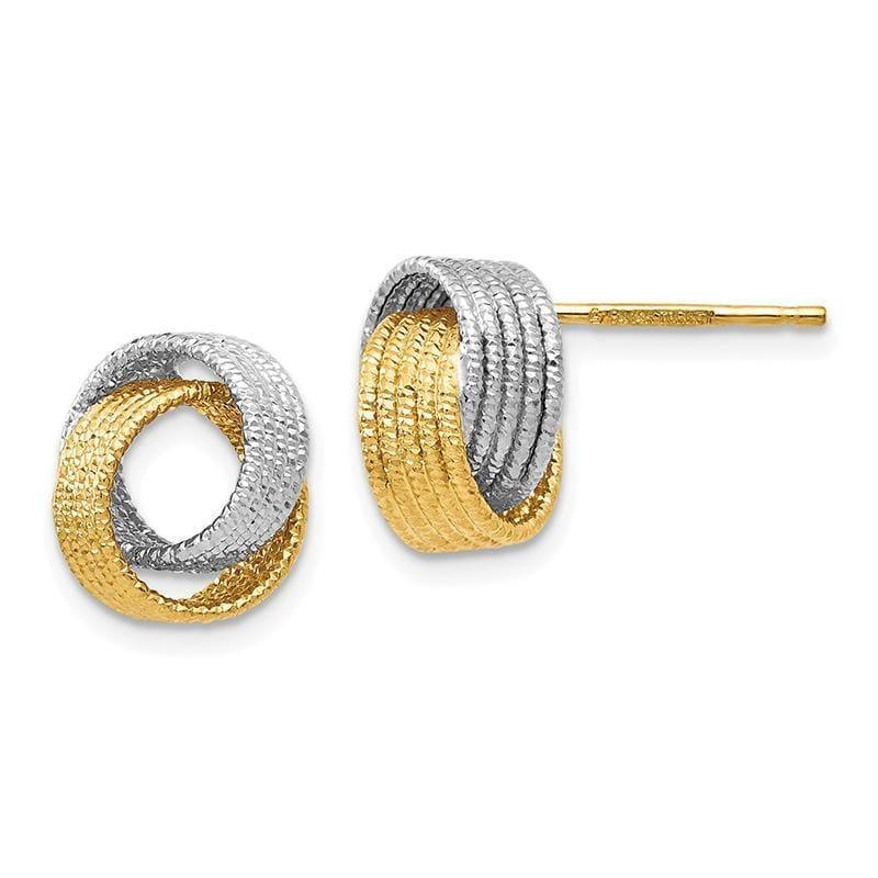 Leslie's 14k Two-tone Polished Textured Love Knot Earrings - Seattle Gold Grillz