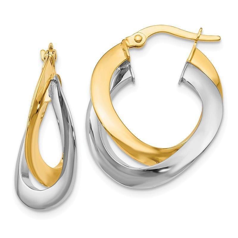 Leslie's 14k Two-tone Polished Twisted Double Hoop Earrings - Seattle Gold Grillz