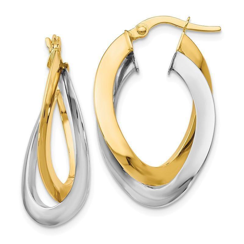 Leslie's 14k Two-tone Polished Twisted Double Hoop Earrings - Seattle Gold Grillz