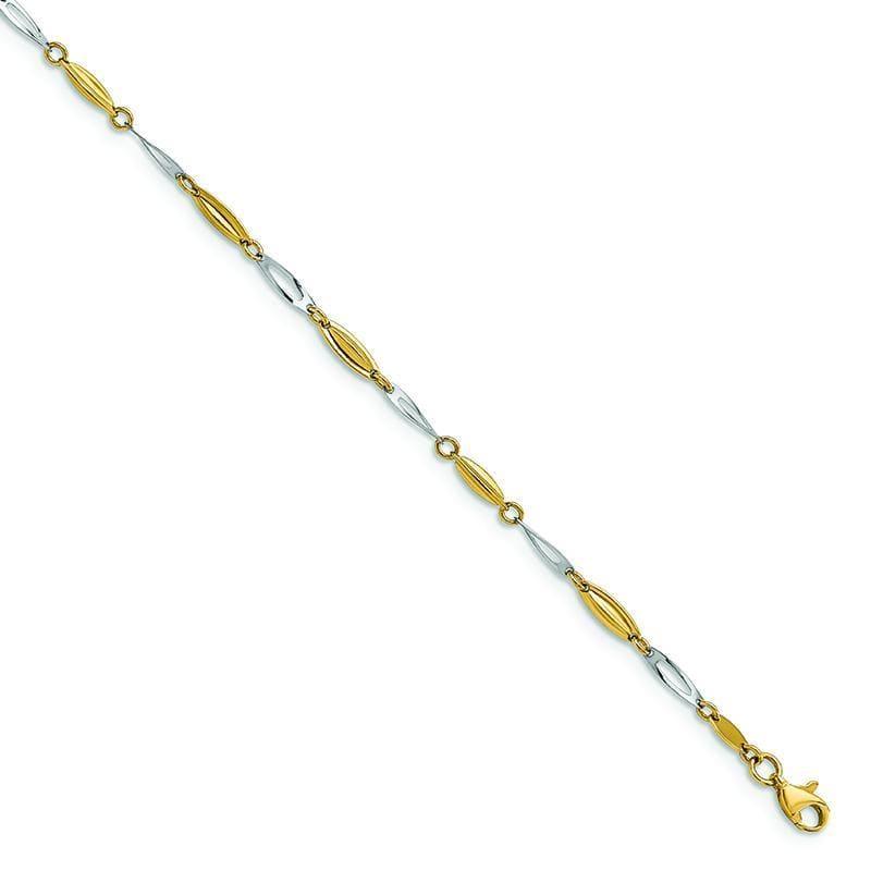 Leslie's 14k Two-tone Polished with 1in ext. Anklet - Seattle Gold Grillz