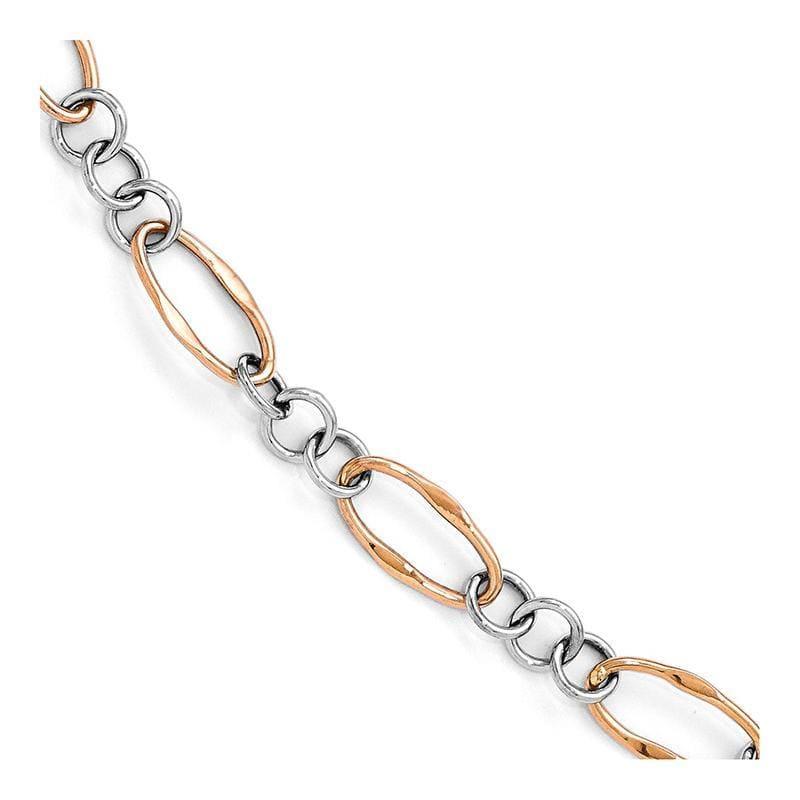 Leslie's 14k Two-tone (Rose & White) Polished Link Bracelet - Seattle Gold Grillz
